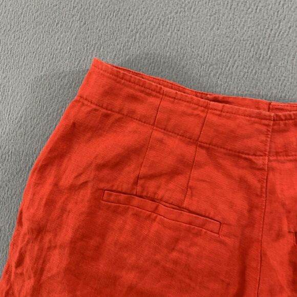 Madewell Shorts Womens 6 Red 100% Linen Button Tab Waist Zip Fly Back Welt - Picture 6 of 14